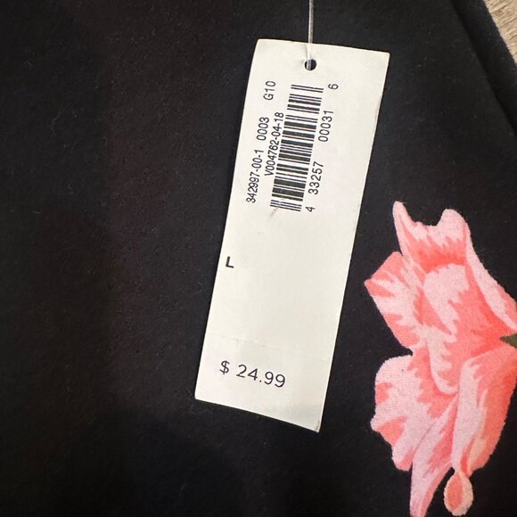 Floral Print Black Knee-Length Skirt Large Old Navy Polyester & Spandex Womens N - Picture 5 of 8